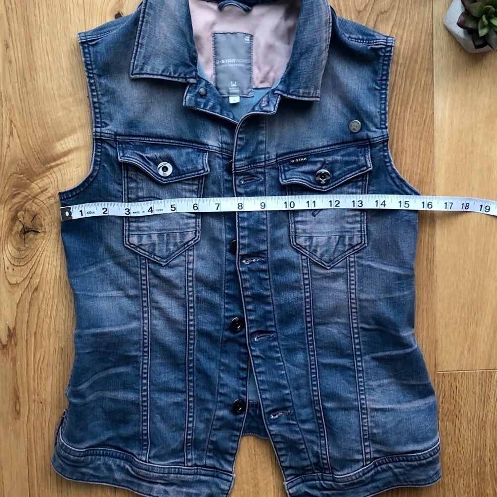 G-STAR Blue & Pink denim sleeveless vest - Picture 4 of 15
